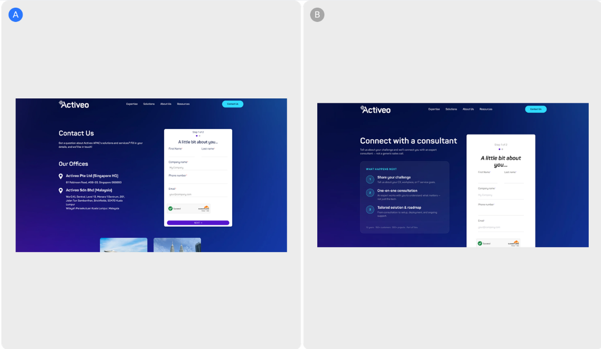 Reducing Post-Form Uncertainty on Activeo's Contact Page