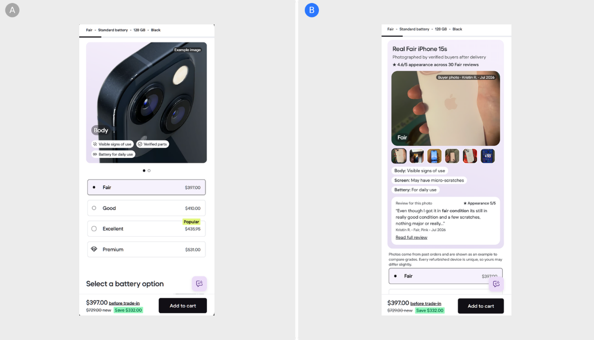 Adding a Real-Photo Grade Explorer to Back Market's Product Page — Replacing 'Example Image' With What Buyers Actually Received