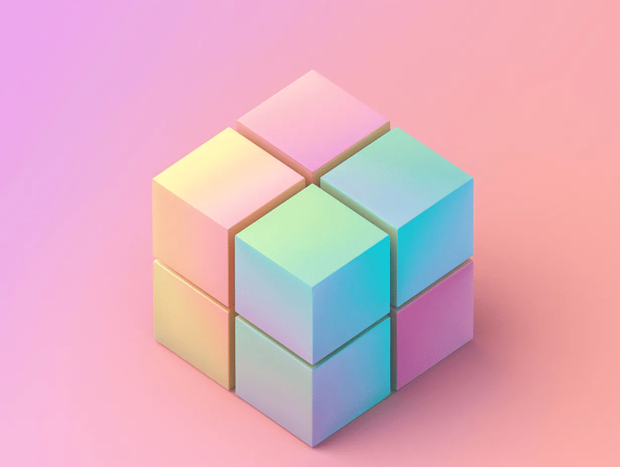 Colorful 3D cubes assembled into a block, symbolizing the integration of various elements and channels in a marketing strategy.