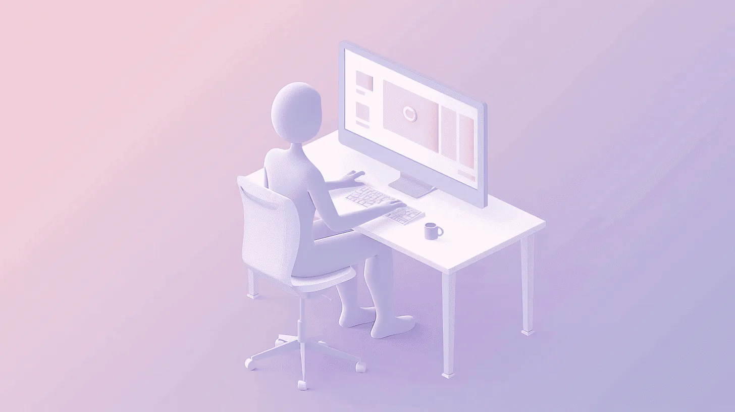 A person working at a desktop computer, symbolizing how marketers track brand interest and measure share of search.