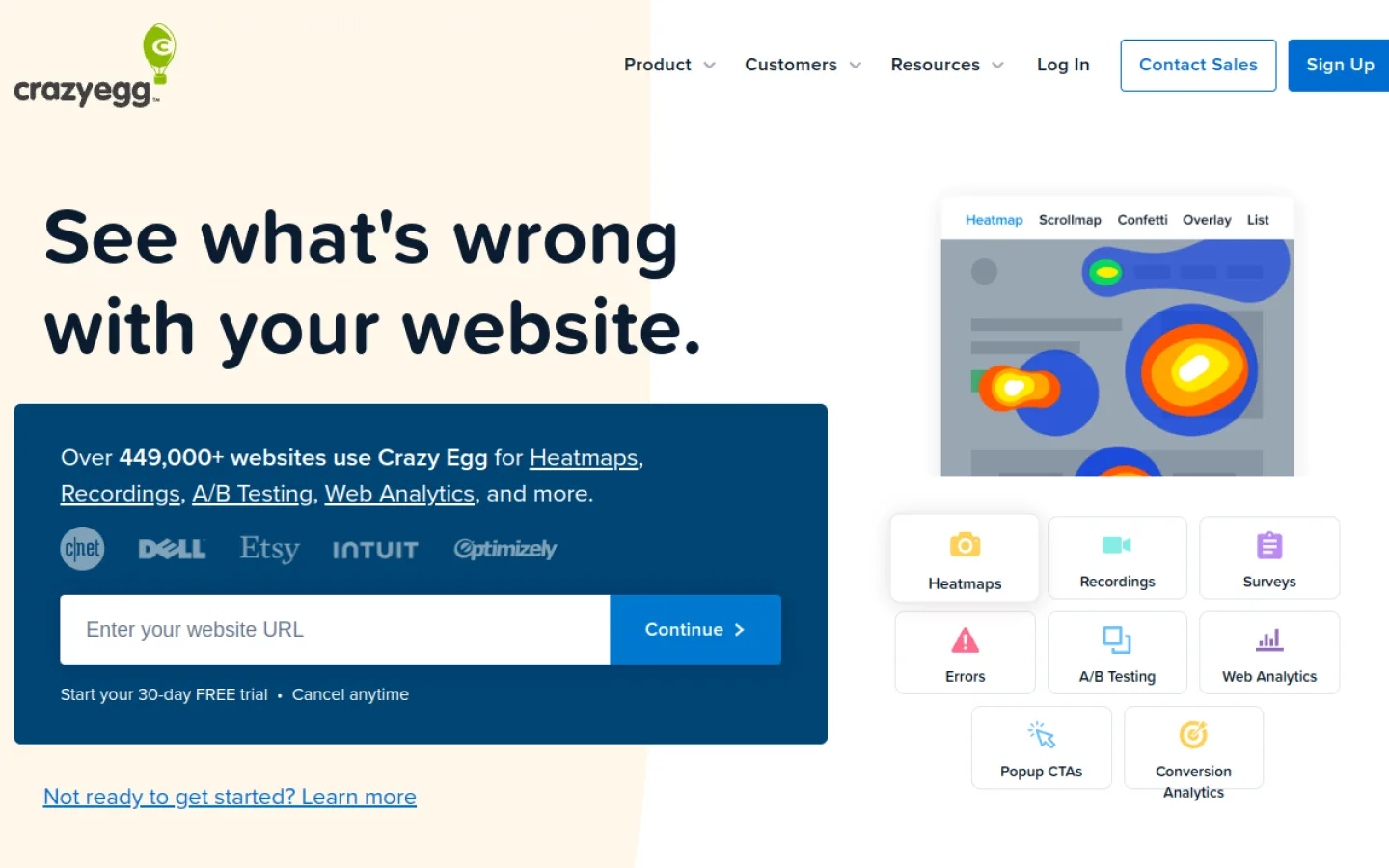 Crazy Egg homepage screenshot