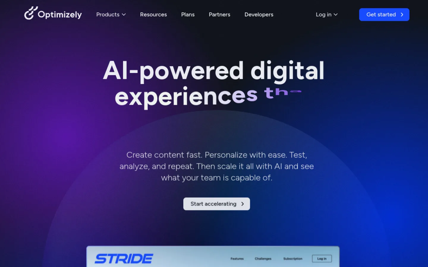 Optimizely homepage screenshot